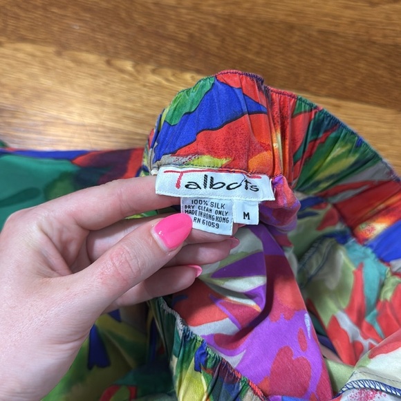 NWT Talbots Vintage 100% Silk Tropical Print Pull On Pants Size Medium - Picture 14 of 14